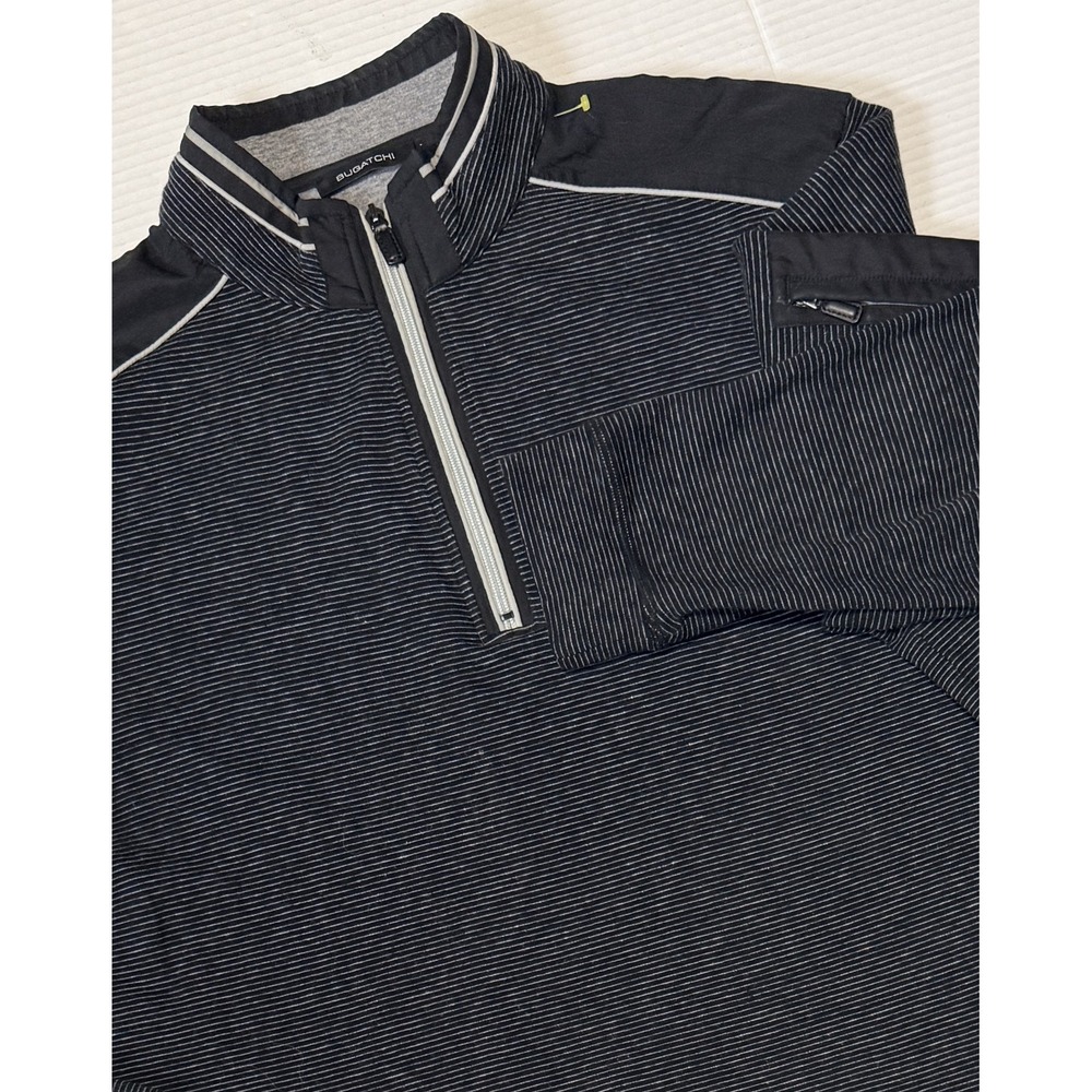 BUGATCHI - Men's 1/4 Zip Stripe Golf Sweater Pullover Shirt - Size X-Large - XL